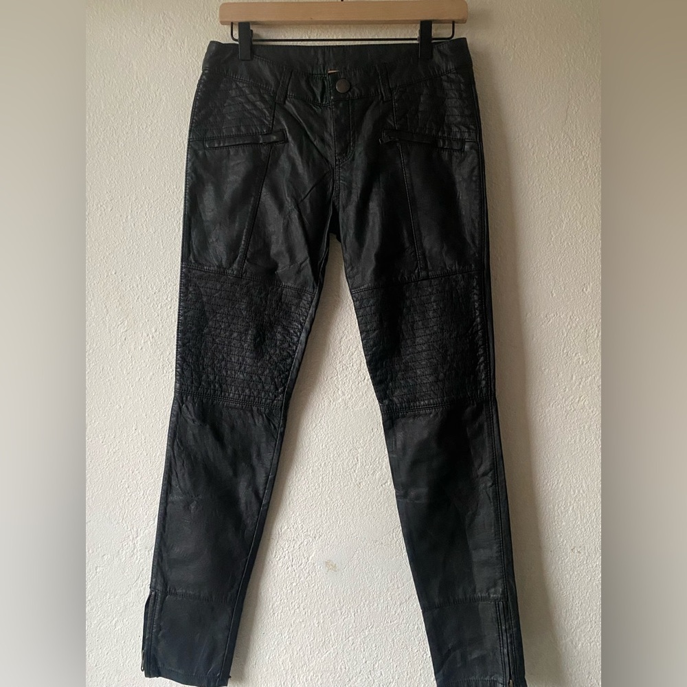 Free People Faux Leather Moto Pants Size 2 BLK